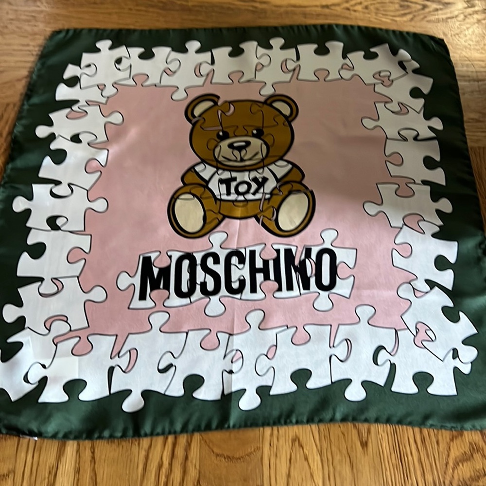 Moschino toy bear puzzle scarf NWT